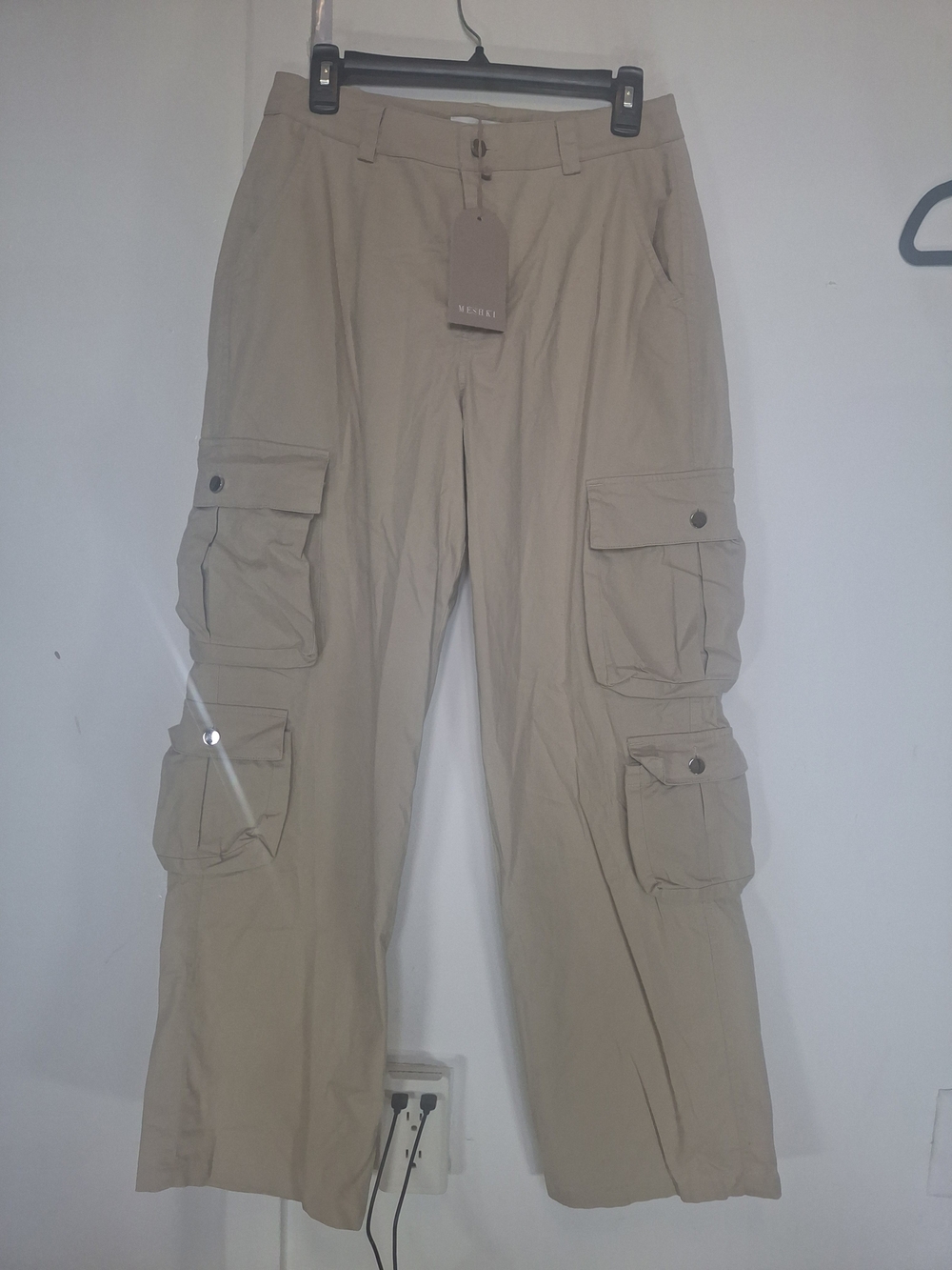 Meshki Khaki Utility Cargo Pants with Pocket Detailing